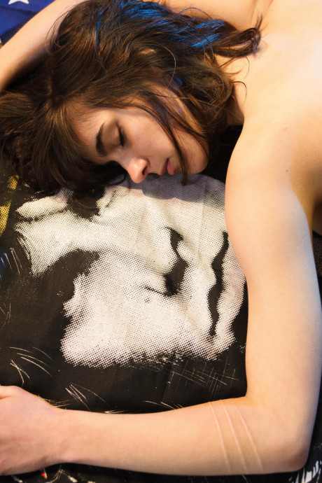 Brunette teenie with a hairy crotch Leonda A strips and poses in a solo