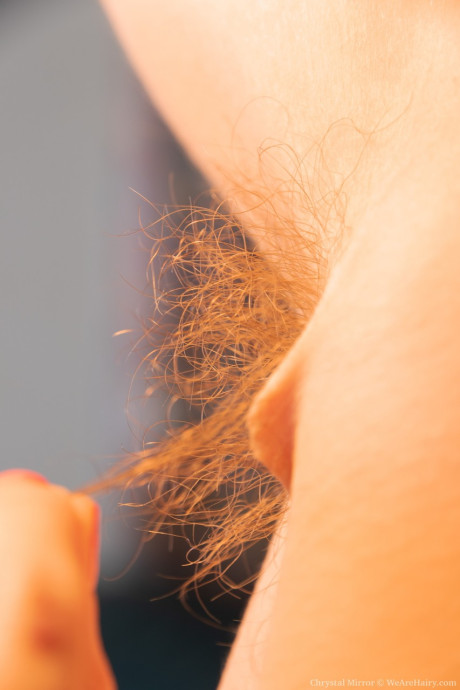 Slender Ukrainian Chrystal Mirror strips & unveils her big breasts & hairy body