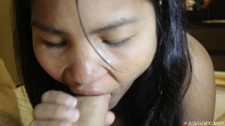 Chinese babe Shanti shows her creampied shaved cunt after POV sex