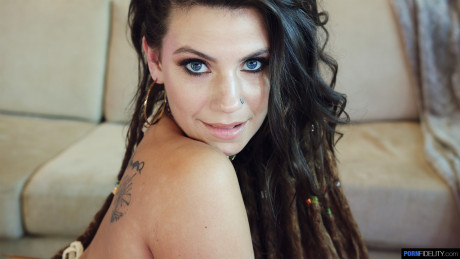 Brunette pornstar Indica Flower reveals her hot ass and fucks a dick