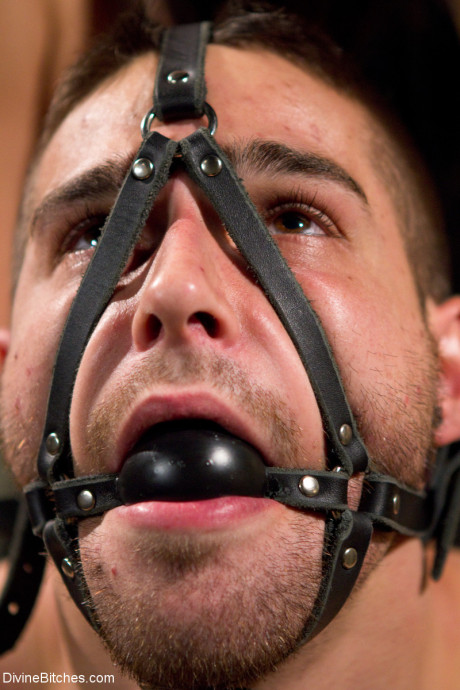 Lezdom Bobbi Starr torturing her slave's ass and hard cock in the dungeon