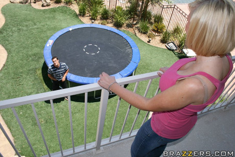 Dirty busty mom with massive breasts Diamond Foxxx gives head and gets dicked