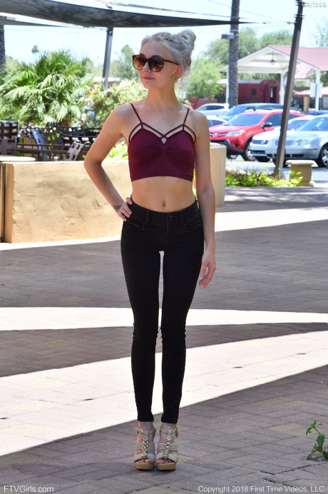 Hot babe Larissa sits on her dildo letting it slowly penetrate deep inside her