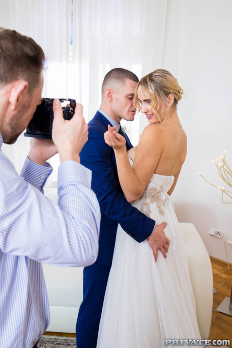 Yellow-haired bride Anna Khara gets drilled by her hubby & the wedding photographer