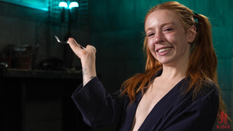 Submissive red hair Madi Collins gets punished with anal & vaginal sex toys