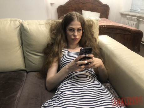 Nerdy young Anna Rey loves a double penetration in a fling with hung studs
