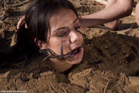 Buried babe Nadia Styles gets tortured by a nasty curly haired female