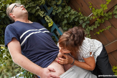 Cougar wife Danny Bloom & her old boy have an outdoor gangbang with a teen