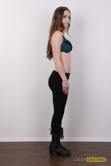 Whore girl lady next door type Klara takes off her clothes and boots to go bare undressed