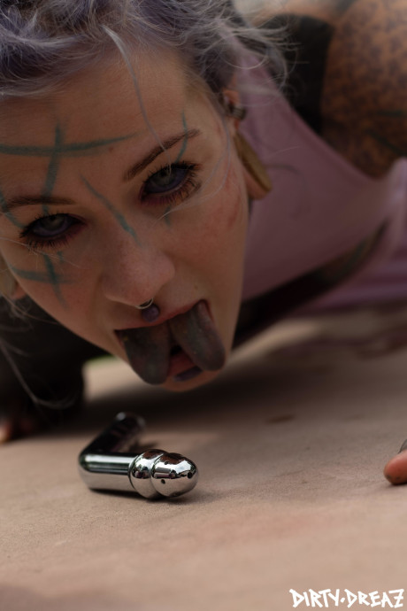 Gender fluid body modifiers get somewhat undressed while having a backyard party