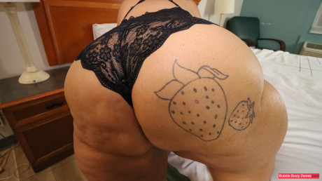 SSBBW Strawberrys Delight shows her huge ass in black underwear