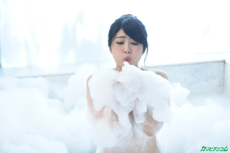 Cute Japanese slut GF lady Shiho Nagamine gets her wet snatch poked in the bathroom
