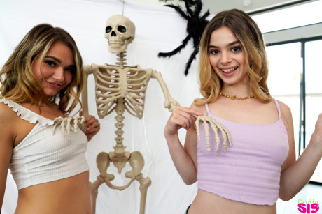 Molly Little and Mia Kay are having a blast decorating for Halloween When