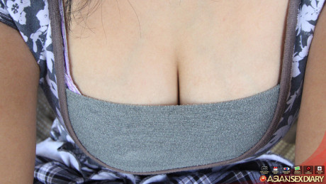 Asian lady lady with giant breasts and nipples pleasures a Farang in POV mode