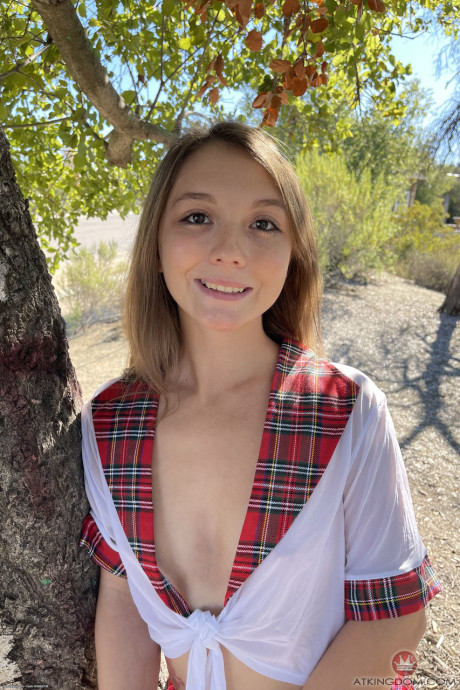 Amateur young Mira Monroe exposes her love holes outdoors and in her room