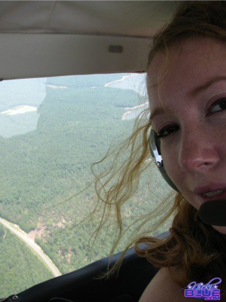 Amateur ginger lady broad Nicki Blue strips her underwear in a helicopter