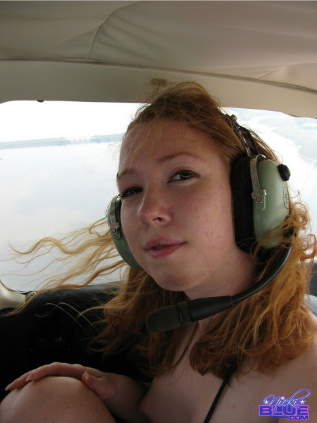 Amateur ginger lady broad Nicki Blue strips her underwear in a helicopter