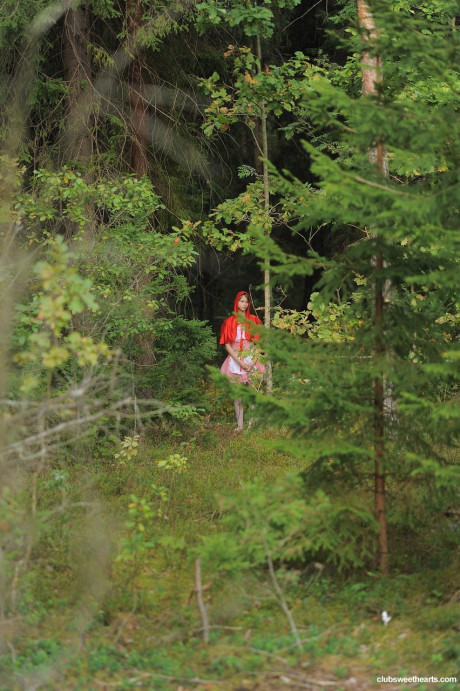 Little Red Riding Hood Beata Undine gets slammed by a wolf in the forest