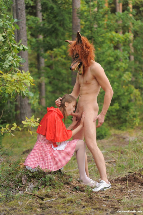 Little Red Riding Hood Beata Undine gets slammed by a wolf in the forest