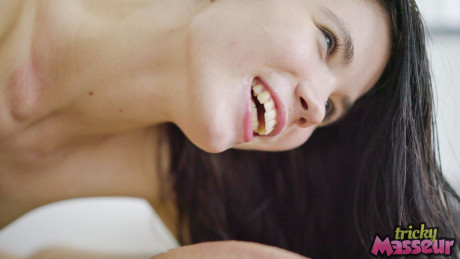 Delightful young Lovenia Lux loves a hot massage before getting rammed