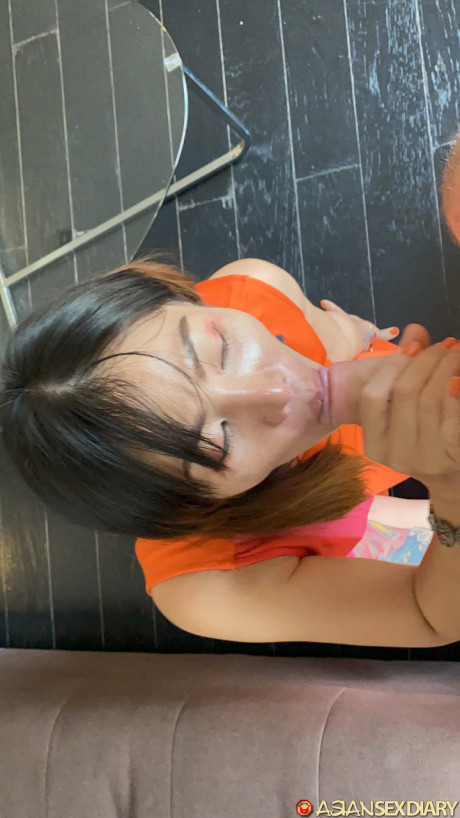 Hot asian MILF in a summer dress Yumi blows & rides a stud in POV