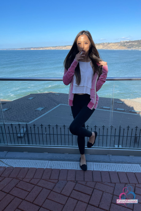 Cute asian Alexia Anders shows her holes before posing with jizz on her face