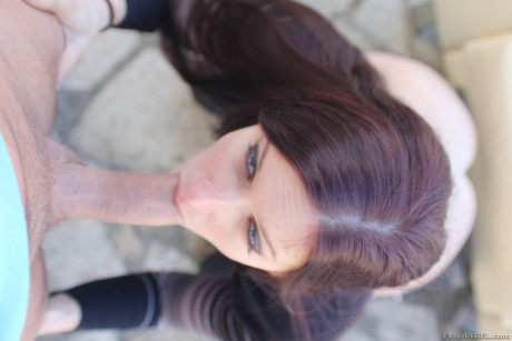 Green eyed ginger head with nice ass does POV bj before getting vagina poked