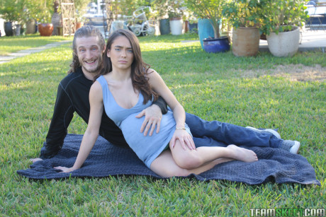 Busty blue-eyed doll Ashly Anderson bounces on a stiff schlong in the bedroom