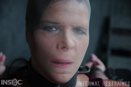 Busty slave Syren De Mer bound & oiled for painful BDSM tit torture & spanking