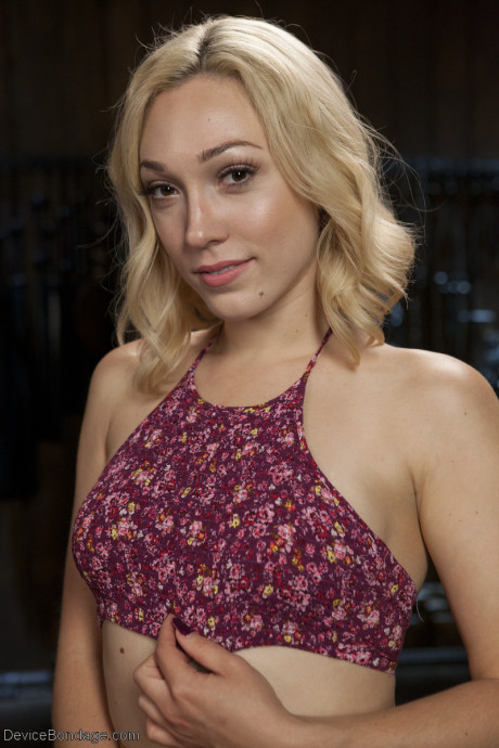 Slim yellow-haired babe Lily LaBeau gets tied up and toyed in a cell