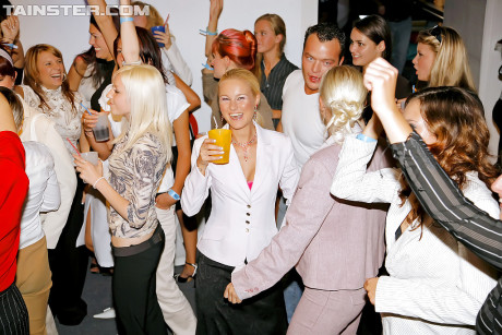 Seductive gals are into rod blowing contest at the drunk party