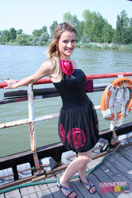 Serbian vixen Cherry Kiss giving cougar Captain Eddie rimjob and fucks his penis