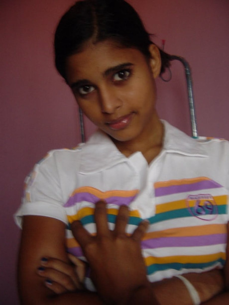 Indian solo skank gf girl fondles her enormous tits after stripping to her panties