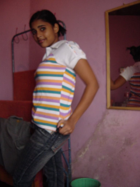 Indian solo skank gf girl fondles her enormous tits after stripping to her panties