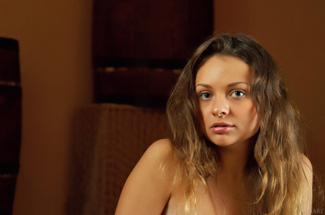 Glamorous babe Anastasia A shows off her massive breasts while totally nude