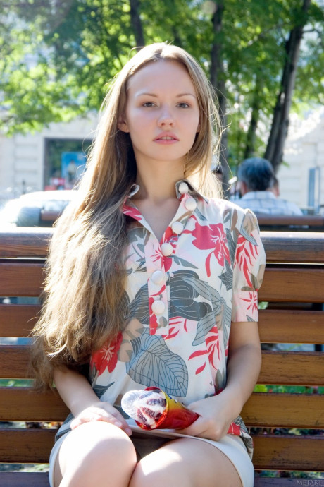 Innocent sweetie Virginia Sun strips in the hotel room and displays her holes