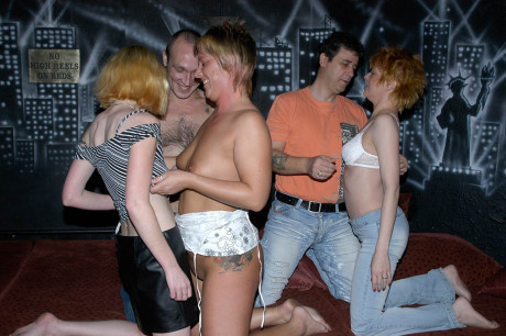 Bisexual UK whores shag numerous blokes while having group sex