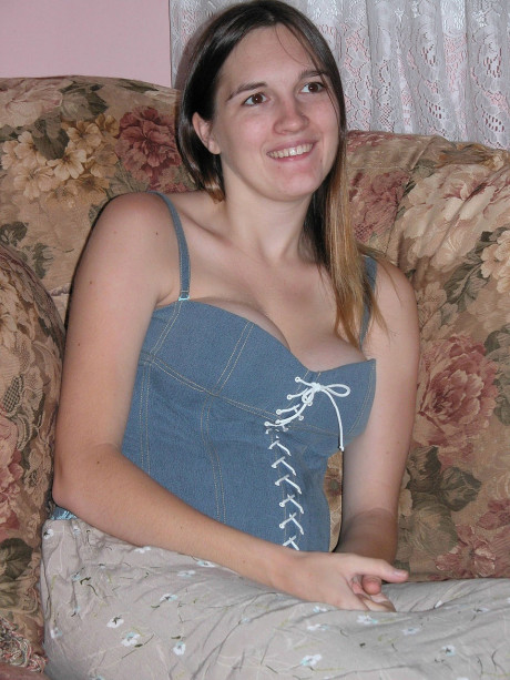 Ravishing charming pregnant teenie Natalie strips & spreads her pink snatch on the couch