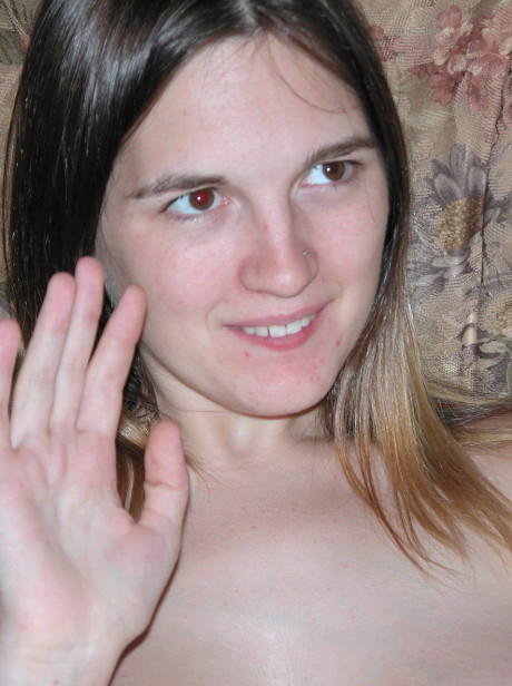 Ravishing charming pregnant teenie Natalie strips & spreads her pink snatch on the couch