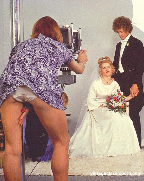 Stunning bride & her man have hardcore sex in a sizzling vintage scene