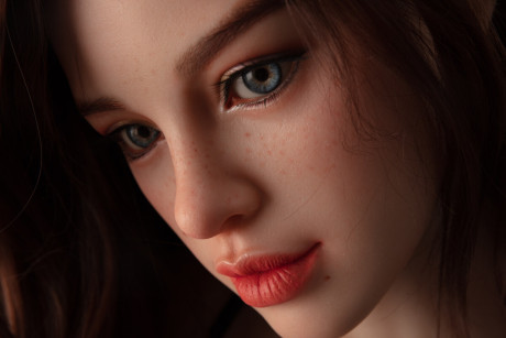 Pretty realistic sex doll shows off her flawless body in ebony undies
