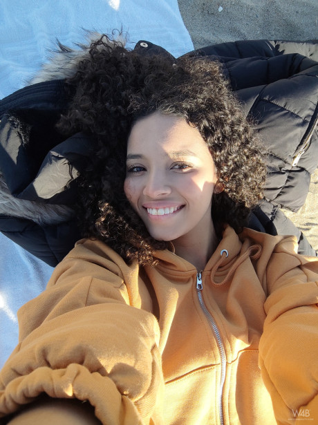 Erotic curly-haired sweetie Valery Ponce strips & poses in her own compilation