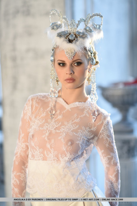 Euro babe Angelika D baring phat young ass beneath glamorous wedding dress
