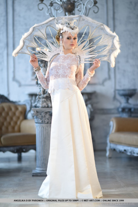 Euro babe Angelika D baring phat young ass beneath glamorous wedding dress