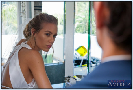 Bride Nicole Aniston gets screwed by her hubby best friend in the bathroom