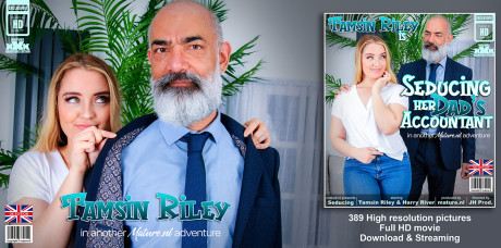 Fresh teenie and horny Tamsin Riley is fucking and swallowing her way older dad's