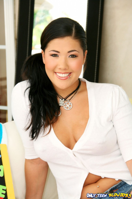 Chinese teenie London Keyes reveals her giant naturals prior to blowing schlong
