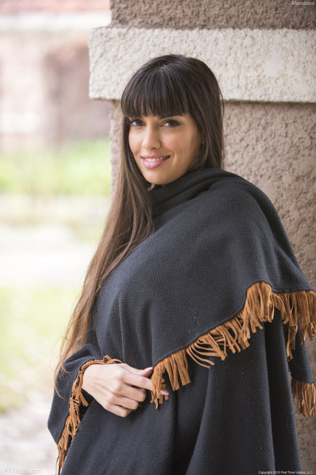 Marvelous hispanic Mercedes unveiling her massive breasts booty and vagina in public
