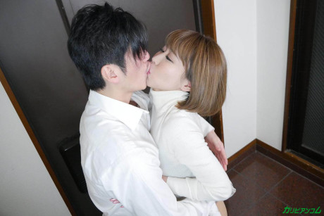 Japanese brunette Miku Natsukawa unveils her body & pees before riding a penis