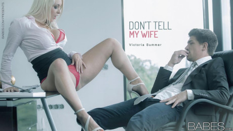 Blondy secretary Victoria Summers seducing office sex in long black skirt